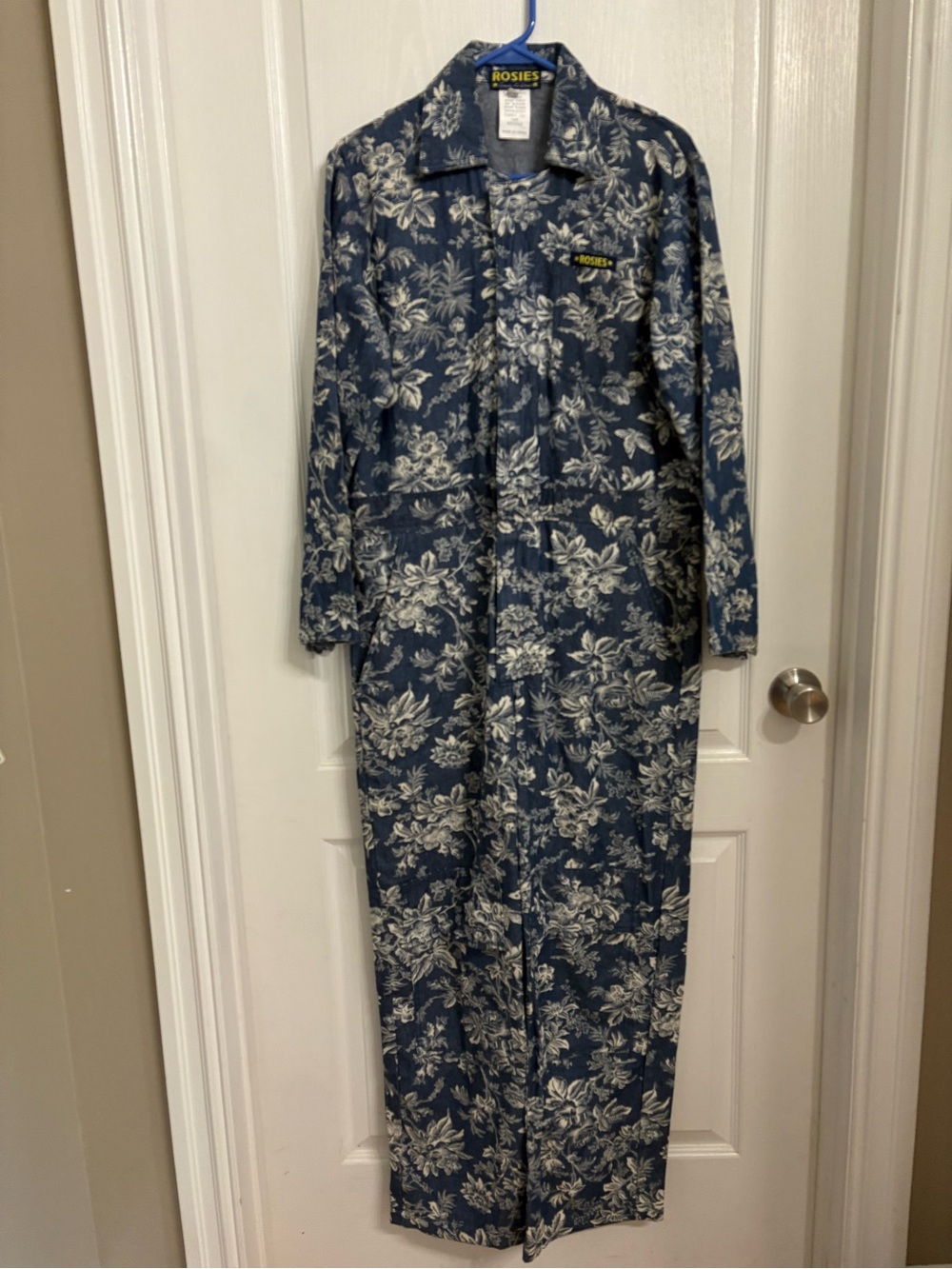 ROSIES Workwear For Women Navy Floral Long-Sleeve Coveralls Size Medium